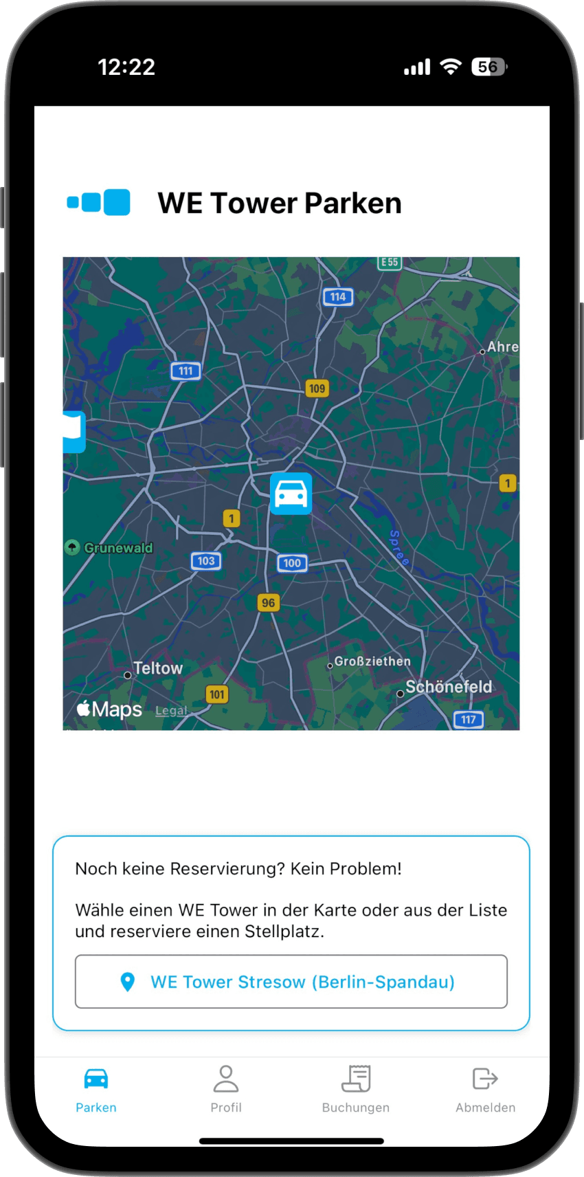 iPhone Mock up of WE Tower App